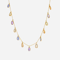 SuperOro 18K White Gold, Multi Sapphire 6.00ct. tw. Princess Necklace - THE SOLIST