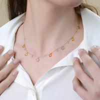 SuperOro 18K White Gold, Multi Sapphire 6.00ct. tw. Princess Necklace - THE SOLIST