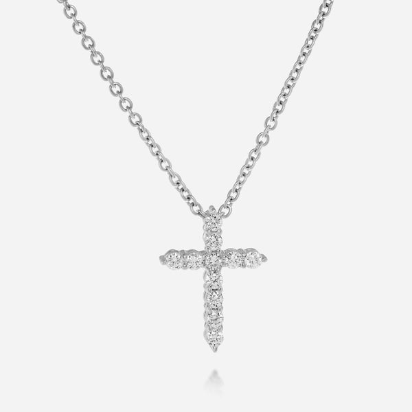 Tresorra 18K White Gold, Diamond 0.29ct. tw. Cross Pendant Necklace - ShopWorn