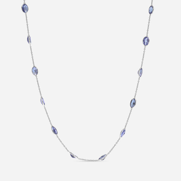 SuperOro 18K White Gold, Tanzanite Princess Necklace - ShopWorn