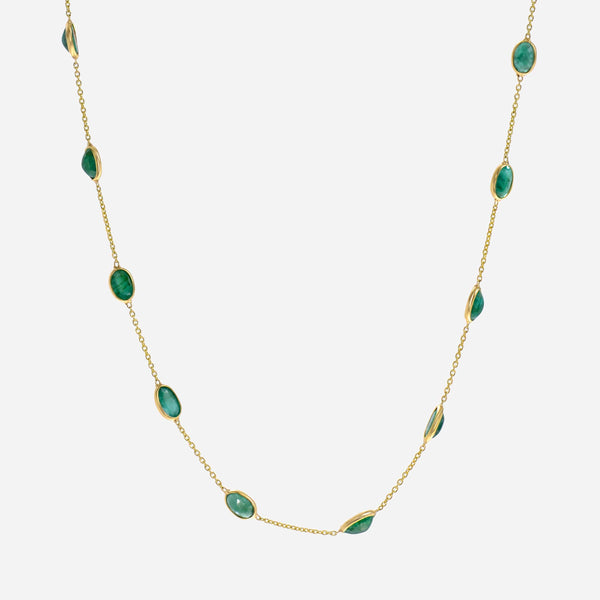 SuperOro 18K Yellow Gold, Emerald 6.05ct. tw. Princess Necklace - ShopWorn