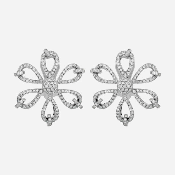 Luca Carati 18K White Gold Diamond 1.74ct. tw. Flower Earrings AB87-D1493B - ShopWorn