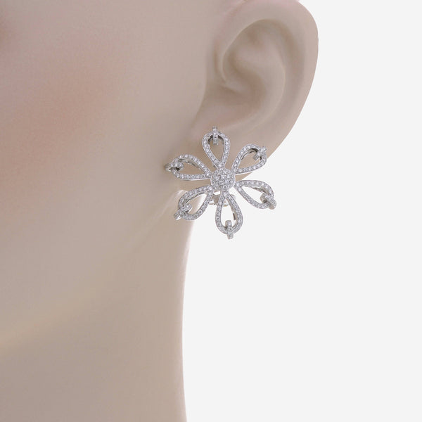 Luca Carati 18K White Gold Diamond 1.74ct. tw. Flower Earrings AB87-D1493B - ShopWorn