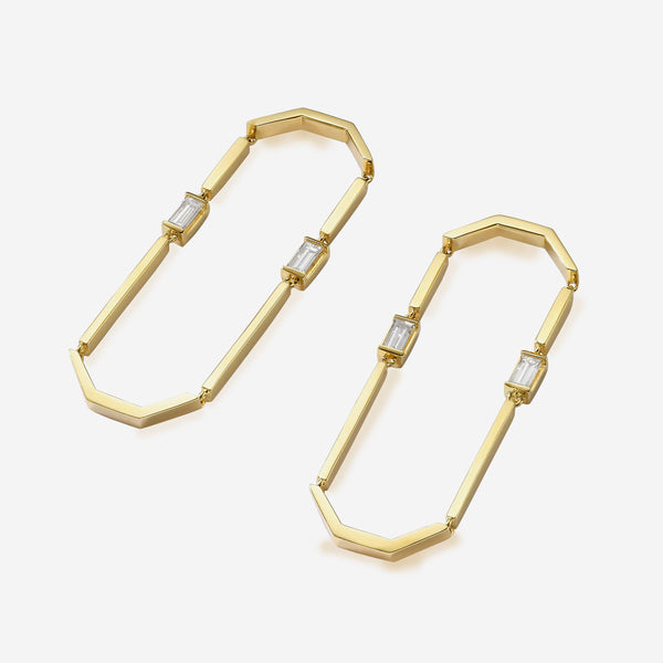 Âme Angles 18K Yellow Gold, Lab-Grown Diamond 0.96ct. tw. Octagon Link Earrings - ShopWorn