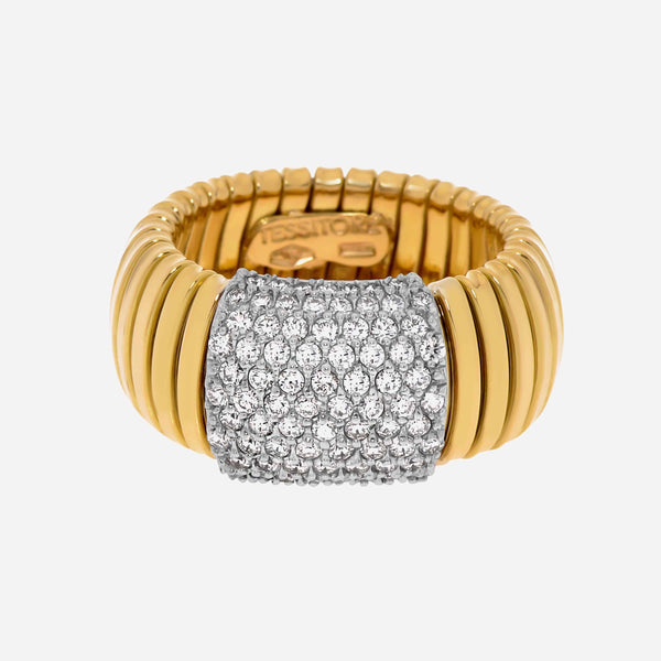 Tessitore Tubogas 18K Yellow Gold, Diamond Flexible Ring (1.54ct. tw.) Sz. 6.5 AT 600 - ShopWorn