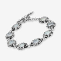 Konstantino Sterling Silver, Mother Of Pearl and Rock Crystal Doublet Link Bracelet BKJ448-313 - ShopWorn