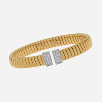 Tessitore Tubogas 18K Yellow Gold, Diamond Bangle Bracelet BT 224Y - ShopWorn