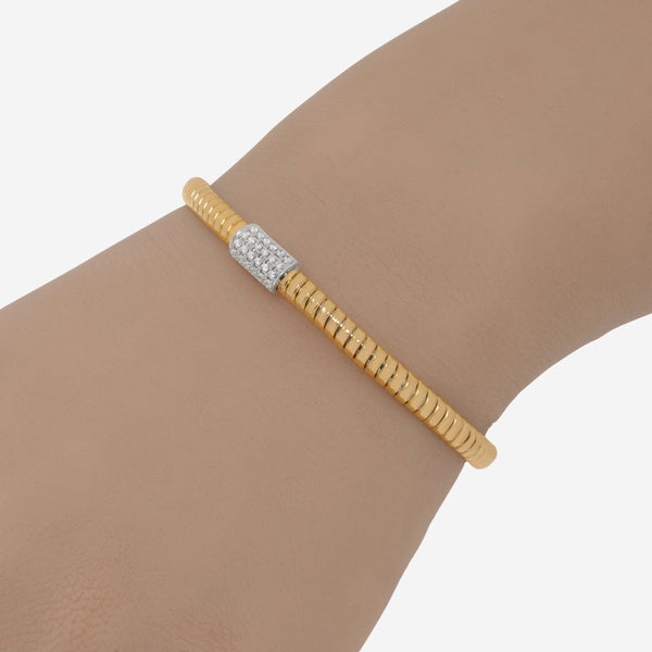 Tessitore Tubogas 18K Yellow Gold, Diamond Bangle Bracelet BT 893Y - ShopWorn