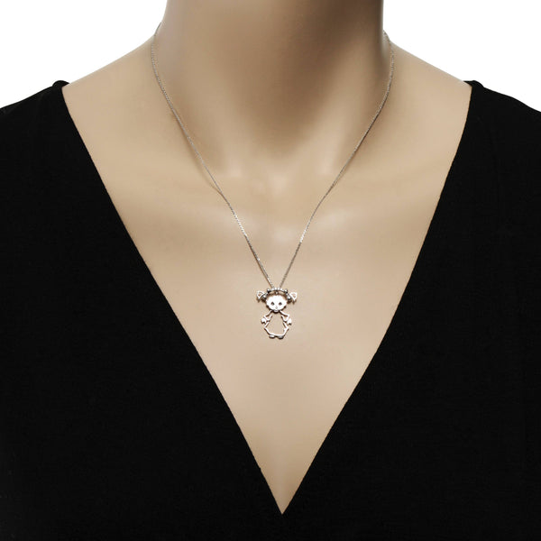 Minu by Giovanni Ferraris 18K White Gold Diamond Girl Pendant Necklace CL1669AB-L - ShopWorn
