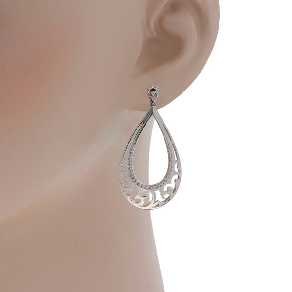 Piero Milano 18K White Gold, Diamond Dangle Earrings - ShopWorn