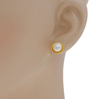 Assael 18K Yellow Gold Japanese Akoya Cultured Pearl 8.5mm - 9mm Stud Earrings EG-HY1.A - ShopWorn