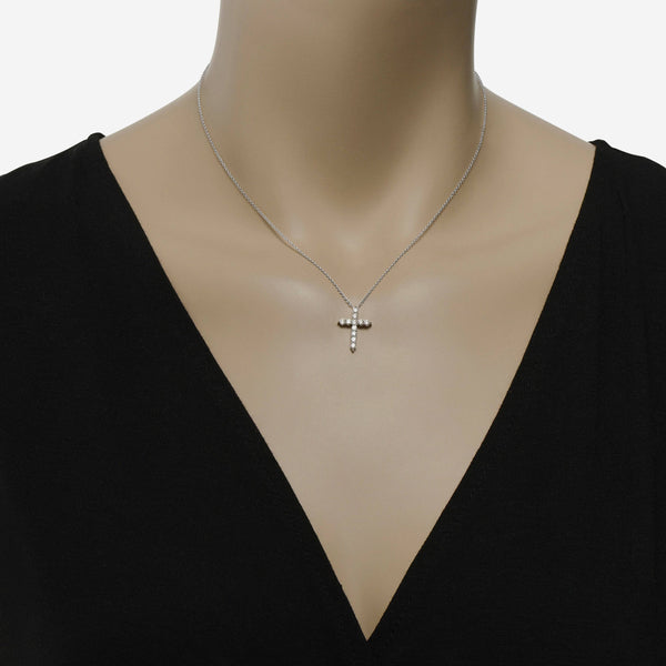 Tresorra 18K White Gold, Diamond 0.50ct. tw. Cross Pendant Necklace K0610P11 - ShopWorn