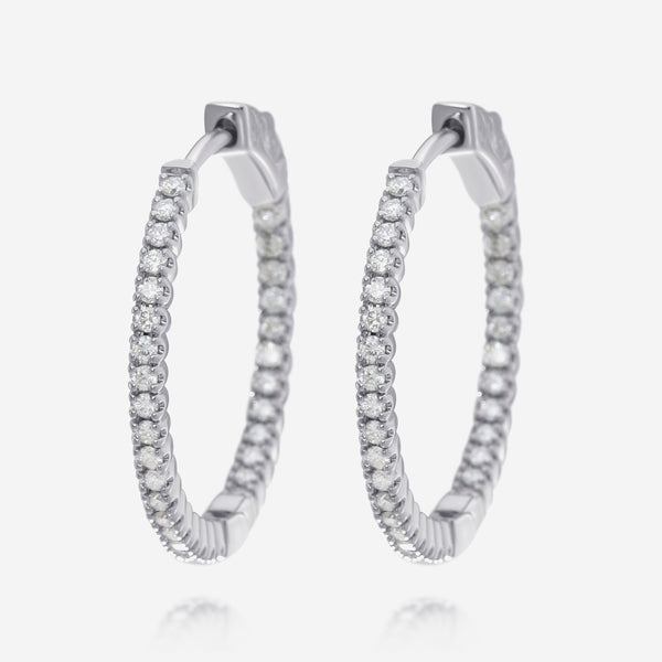 Tresorra 18K White Gold, Diamond Hoop Earrings - THE SOLIST