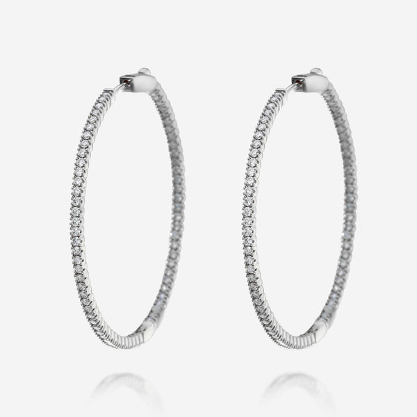 Tresorra 18K White Gold, Diamond 1.50ct. tw. Hoop Earrings K5024E79 - ShopWorn