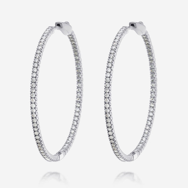 Tresorra 18K White Gold Diamond 1.72ct. tw. Hoop Earrings - ShopWorn