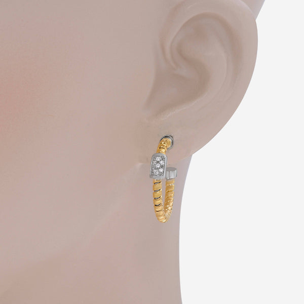 Tessitore Tubogas 18K Yellow Gold, Diamond Hoop Earrings OT 829Y - ShopWorn