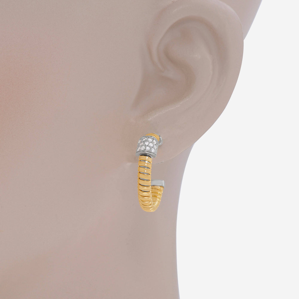 Tessitore Tubogas 18K Yellow Gold, Diamond Hoop Earrings OT 834Y - ShopWorn