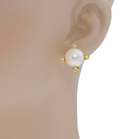 Assael 18K Yellow Gold, Diamond 0.91ct. tw. and South Sea Pearl Clip On Earrings PDE0310 - ShopWorn