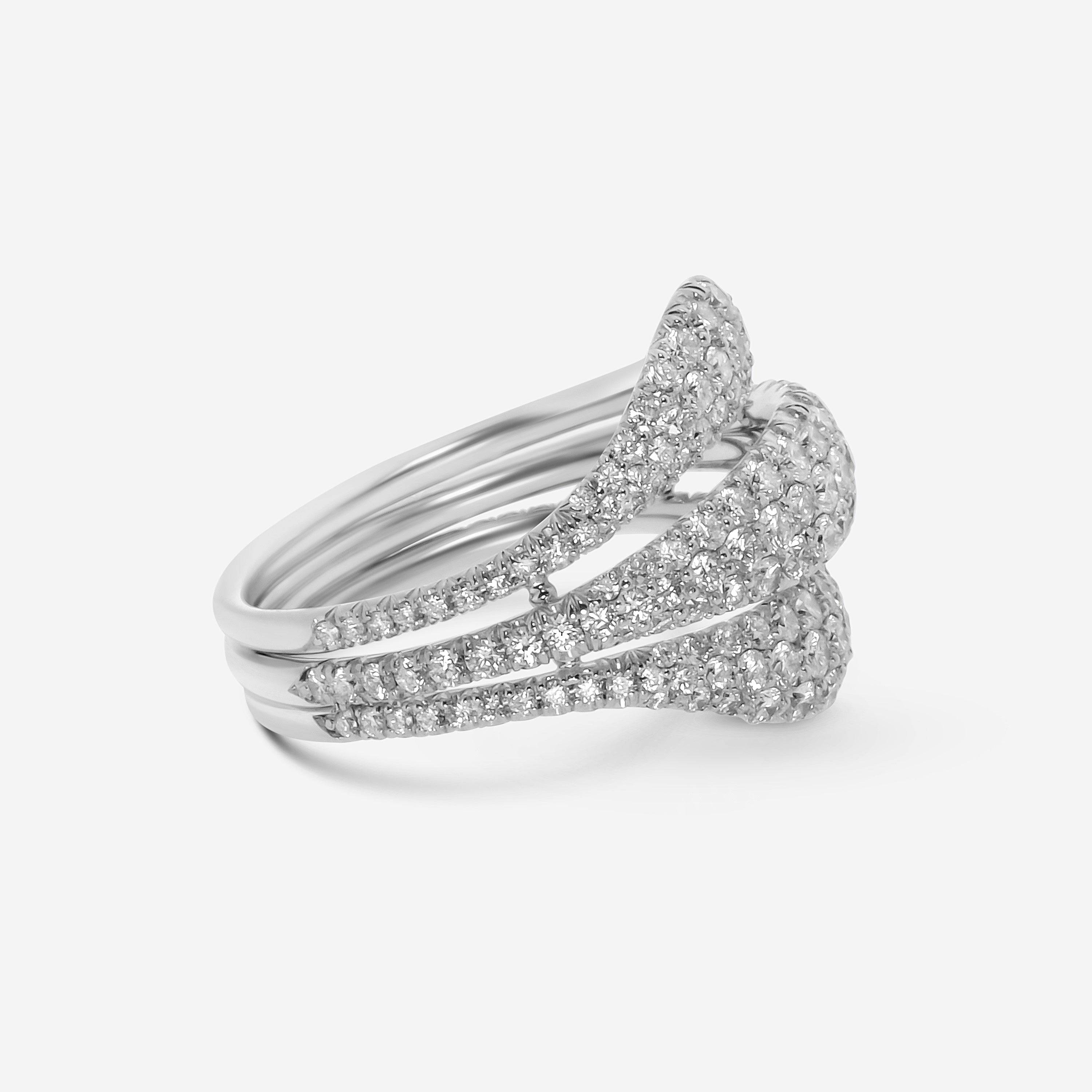 Kwiat 18K White Gold, Diamond Three Band Cocktail Ring - THE SOLIST