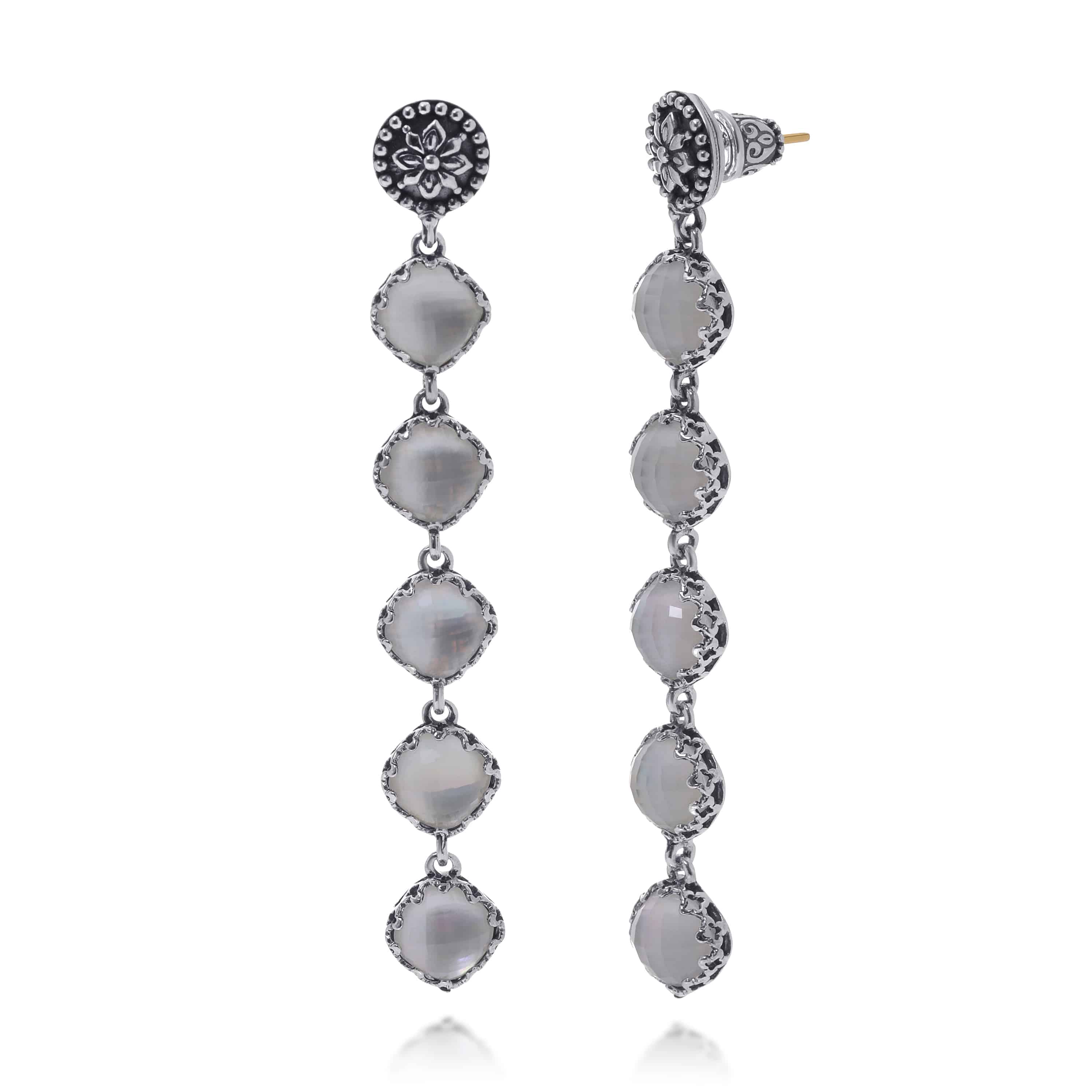 Konstantino Sterling Silver, Mother Of Pearl and Rock Crystal Doublet Drop Earrings SKKJ510-313 - THE SOLIST