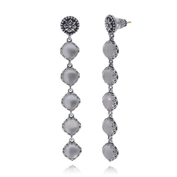 Konstantino Sterling Silver, Mother Of Pearl and Rock Crystal Doublet Drop Earrings SKKJ510-313 - THE SOLIST