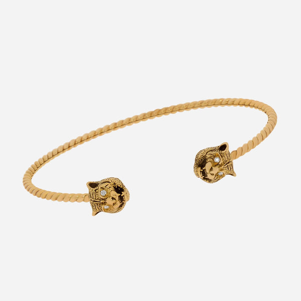 Gucci Le Marche Des Merveilles 18K Yellow Gold, Diamond Cuff Bracelet YBA526320001016 - ShopWorn